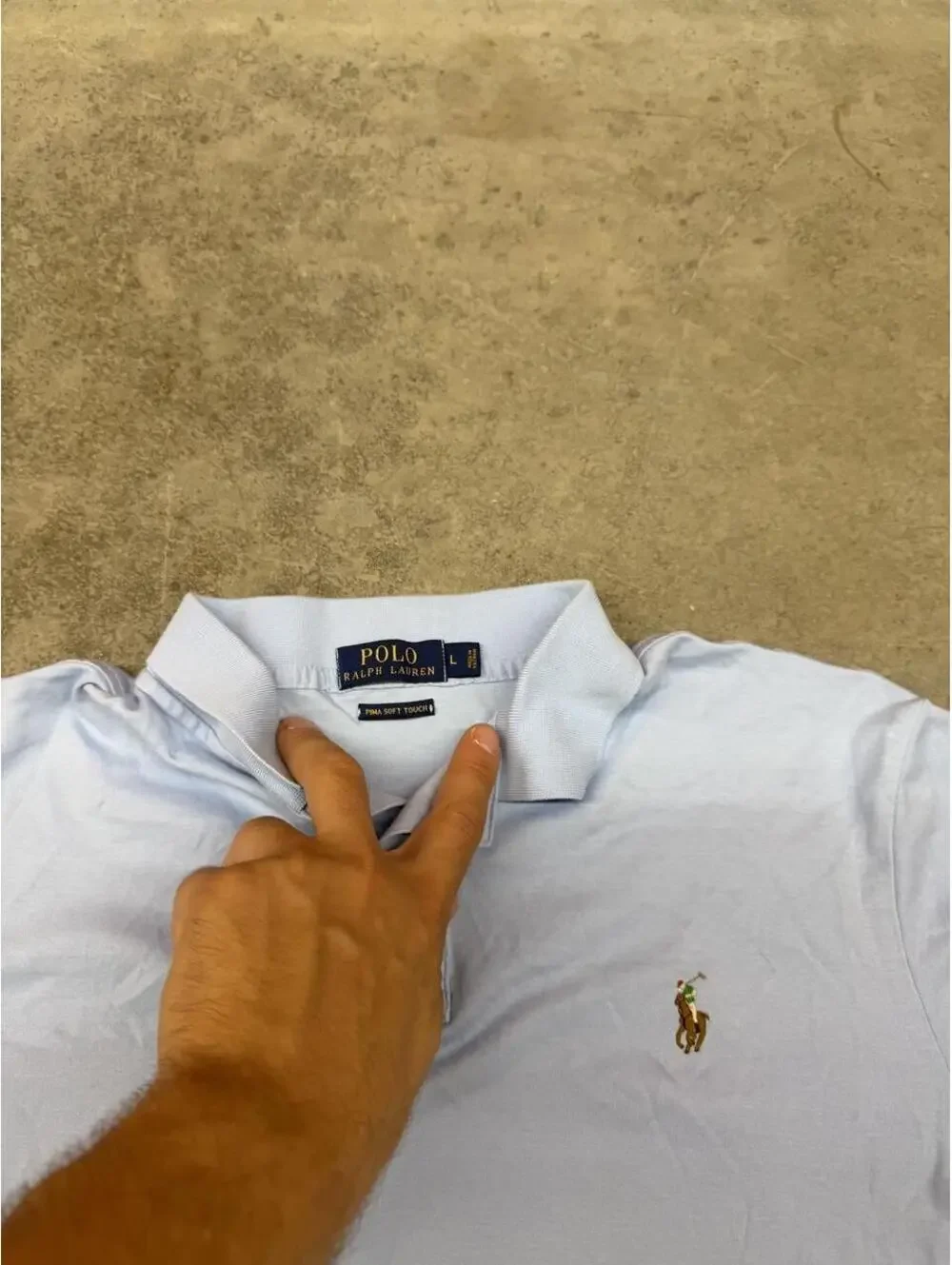 vintage polo ralph lauren baby blue polo shirt size large